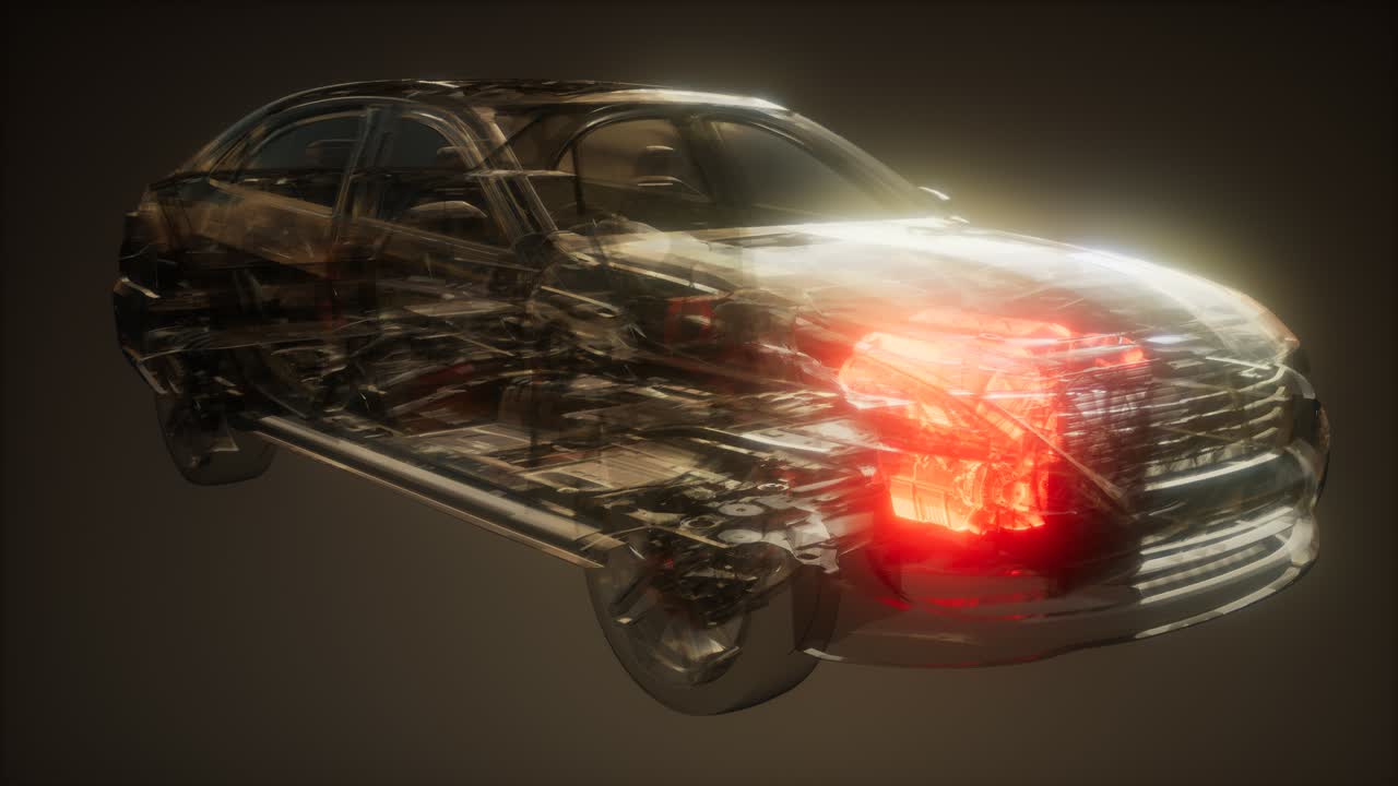 자동차 엔진이 자동차에서 보입니다.