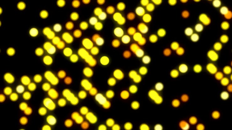 Animazione video a mosaico circolare di luci brillanti dorate e scintillanti