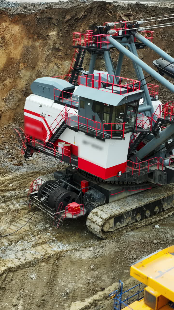 Large Mining Excavator at an Open Pit Mine Site