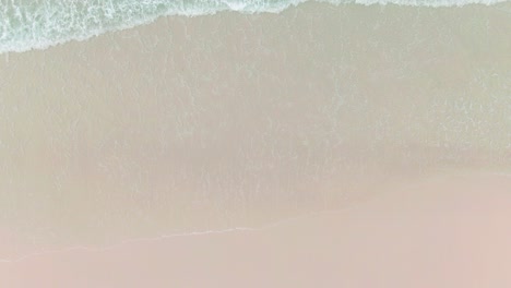 aerial overhead shot ascending over a white sand beach shoreline in australia