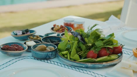 a rich turkish breakfast by the sea