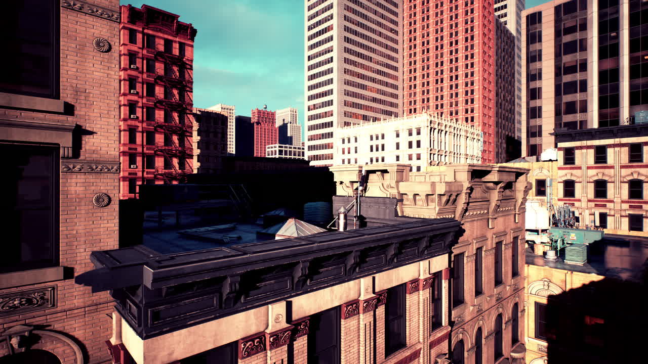 건물과 하늘로 지붕에서 도시 풍경