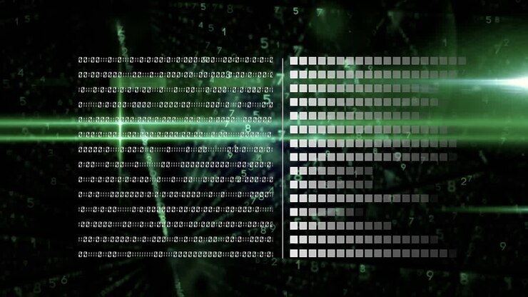 Animation of data processing over binary coding computing
