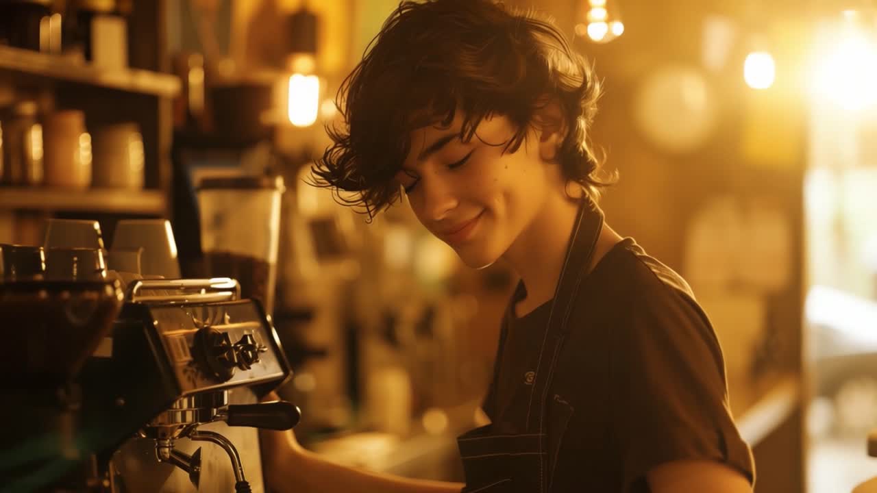 Young barista working in a cafe
