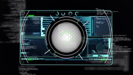 animation of golf ball over scope scanning and data processing
