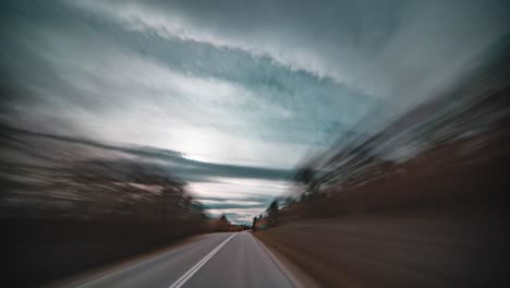 Fast-drive-forward-timelapse-through-the-windswept-autumn-tundra