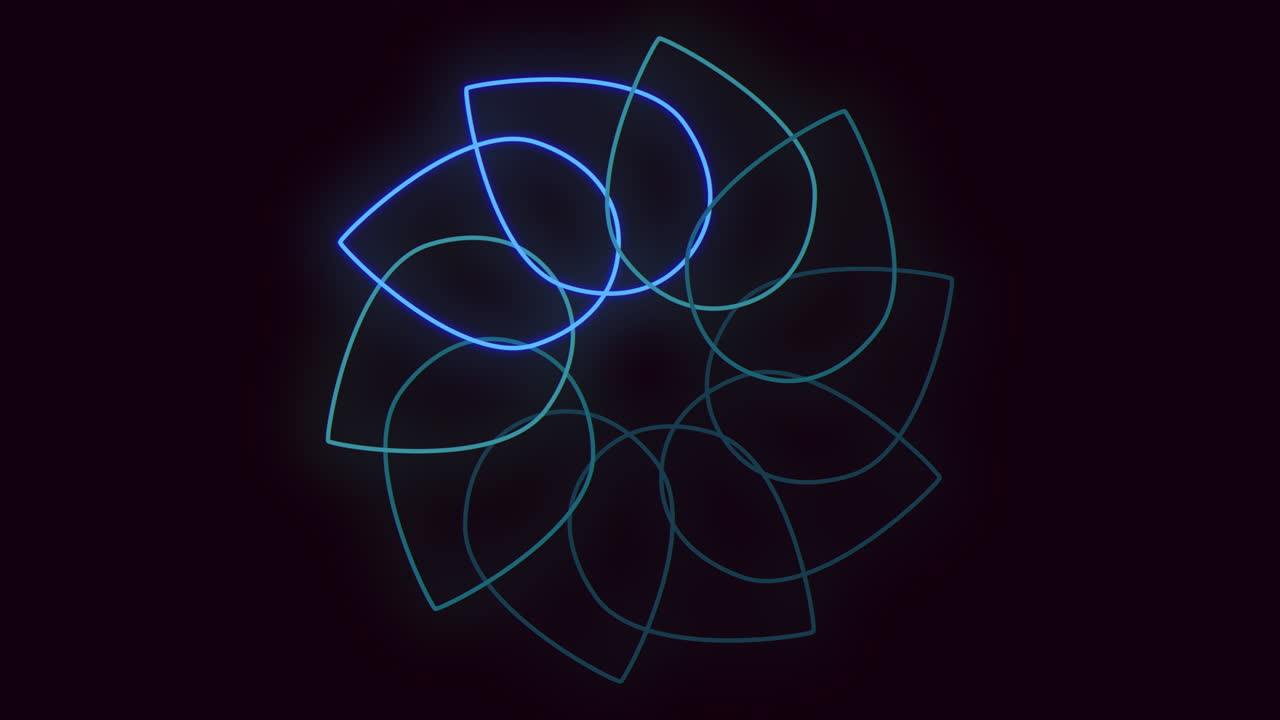 Captivating blue neon flower shines with vibrant glow
