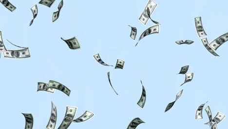 100 dollar bills on a blue background.