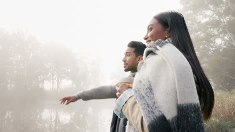 Hiking,-love-and-couple-walking-in-a-forest