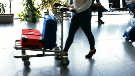 commuters walking with their luggage