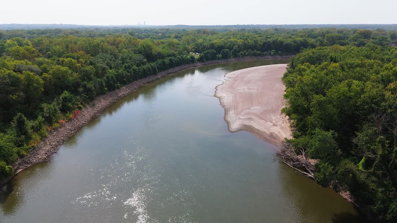 Slow motion drone footage of the Des Moines River watershed