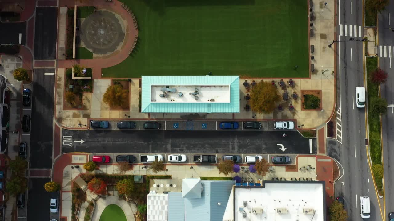 Slow moving top down drone shot of Alpharetta, Georgia