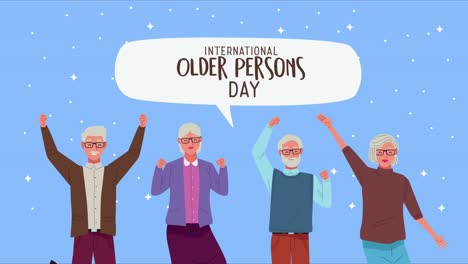 celebración del día internacional de las personas de edad con los abuelos celebrando