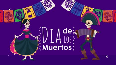 dia de los muertos celebration with skulls couple