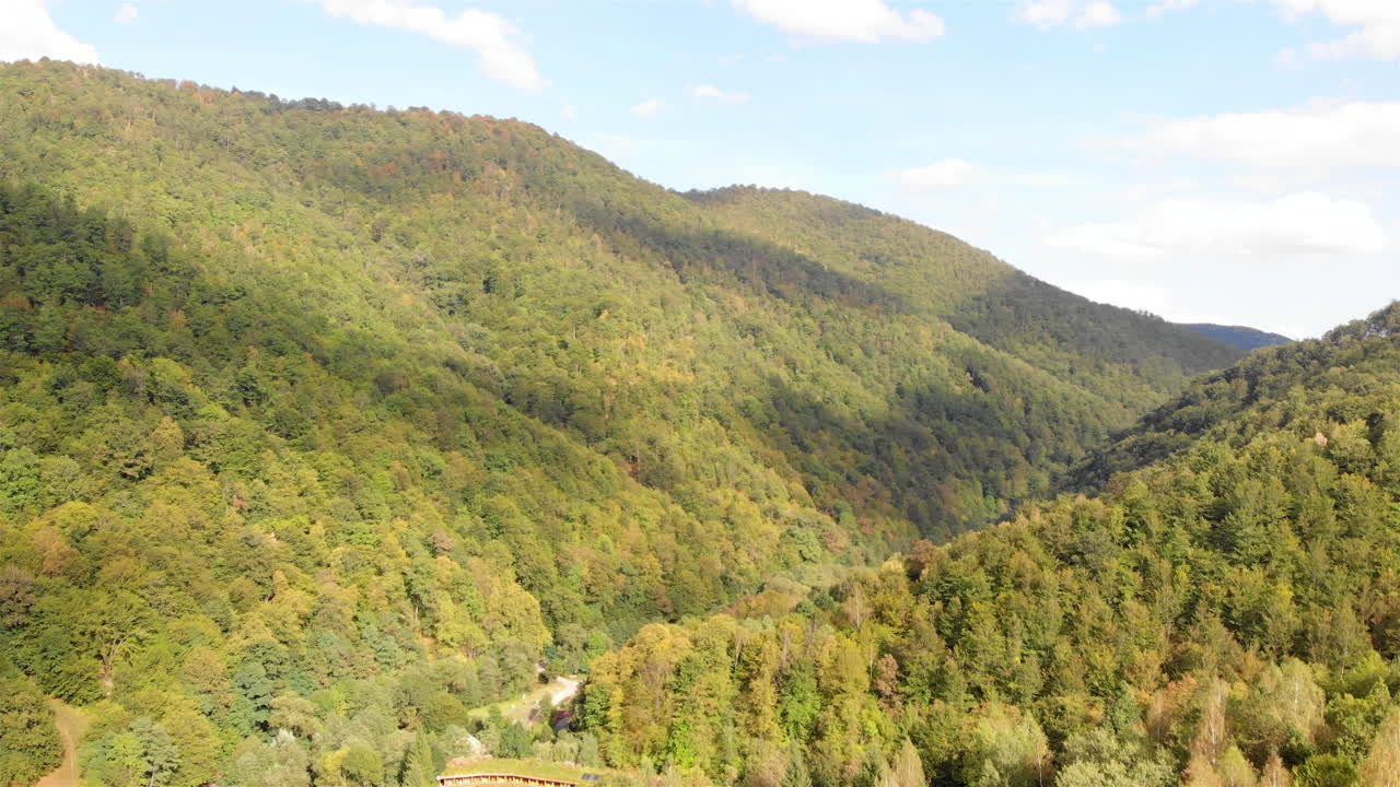 Aerial Fooage over large forest in Europe