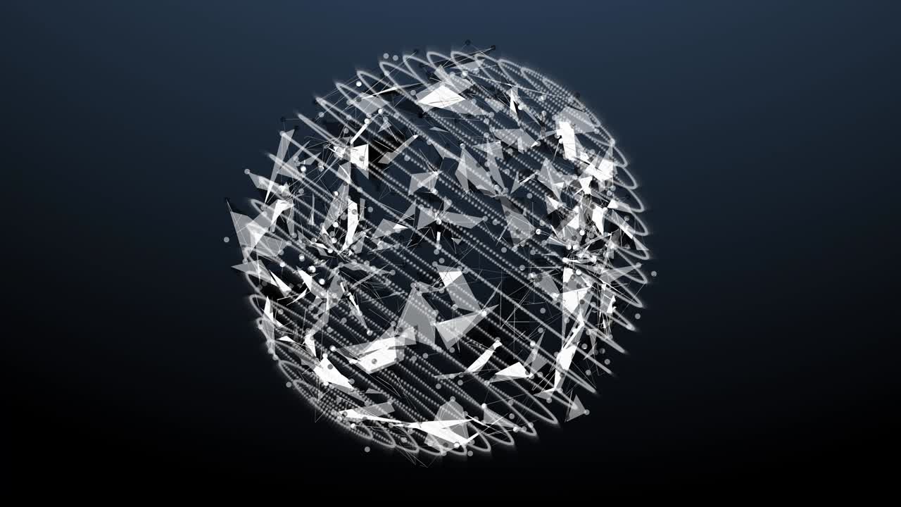 Digital Geometric Shape Sphere Spinning 4K Animation Background.