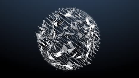 digital geometric shape sphere spinning 4k animation background.