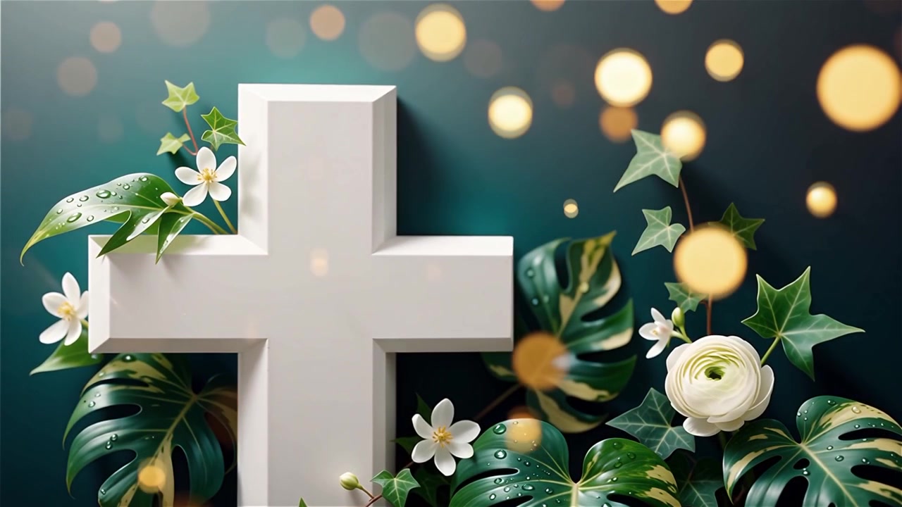 Croce Cristiana Luce Celestiale Sfondo per il Culto.