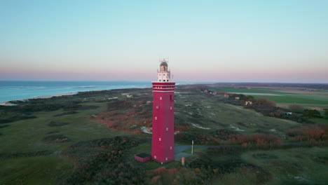 aerial forward towards westhoofd lighthouse near ouddorp, the netherlands