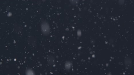 january snowfall in the evening panning downwards from the sky in slow-motion