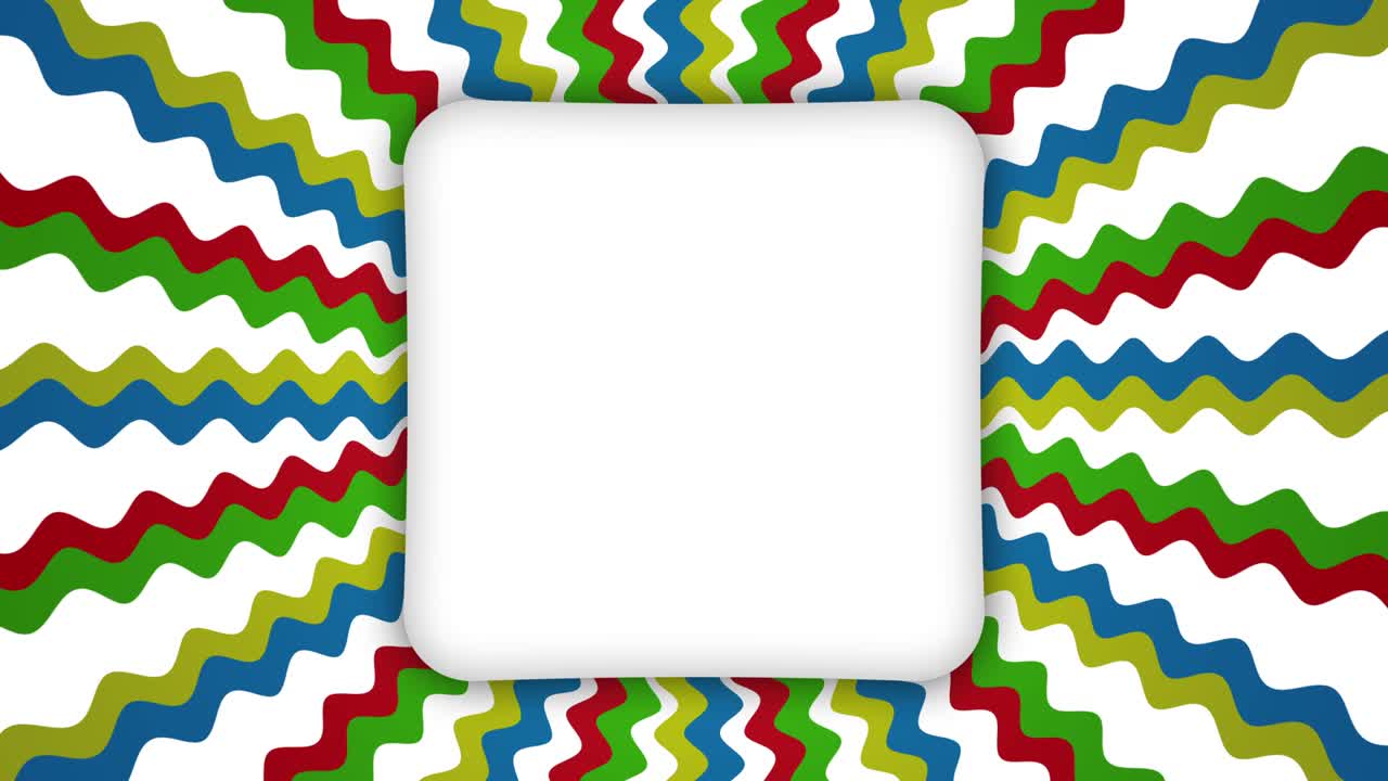estandarte rectangular de marco blanco en formas onduladas animación