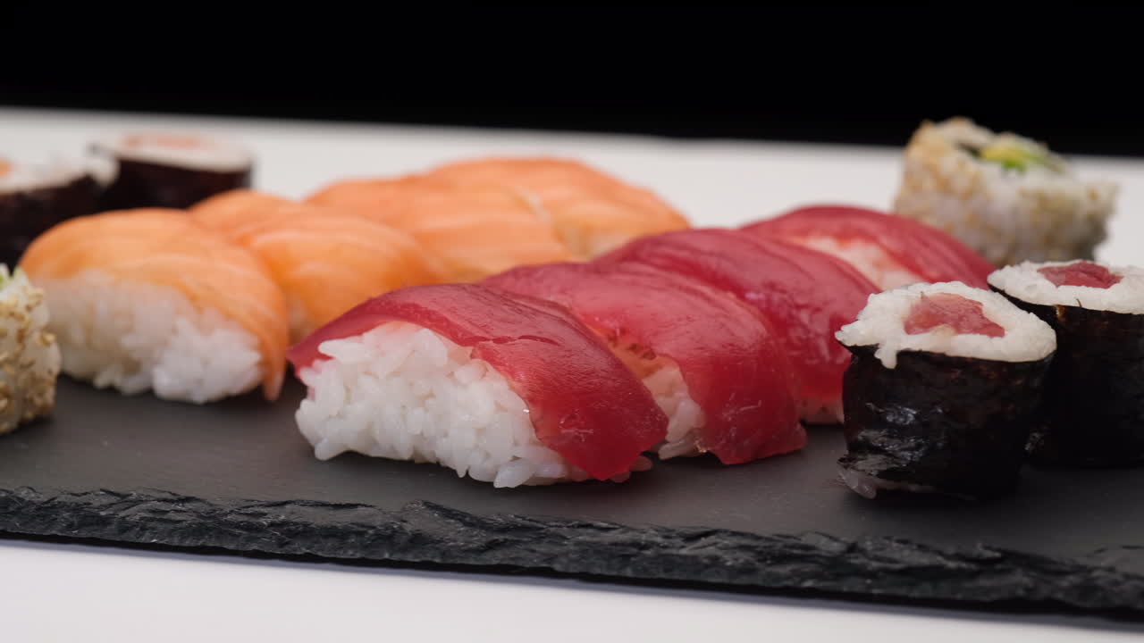 Sushi-udvalg, asiatisk japansk seafood