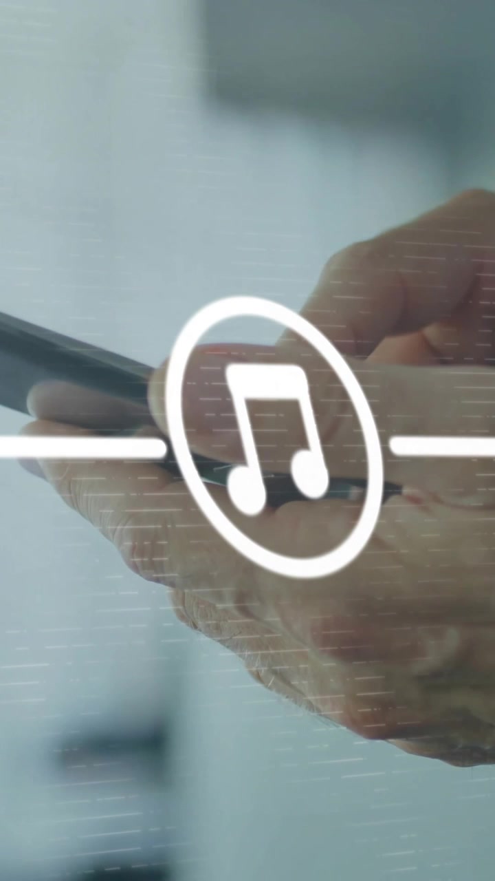 Animazione di rete di connessioni con icone su uomo caucasico che usa lo smartphone