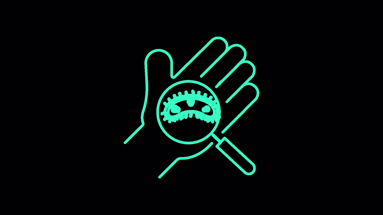 Animated Icon of Hand Magnifying Microbes and Germs