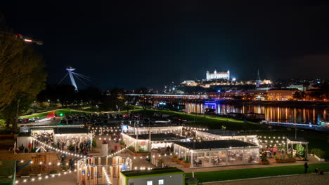 bratislava xmas fair - danube bridge view