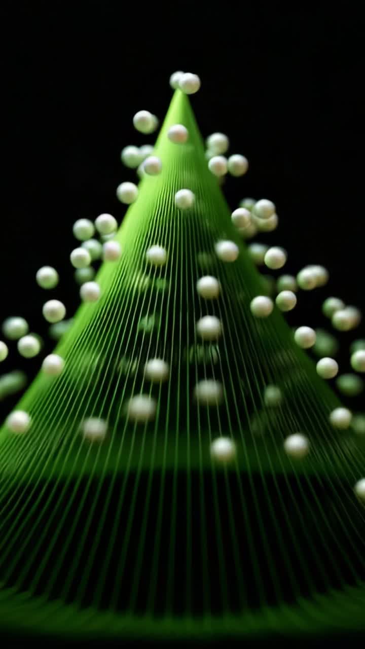 A Stunning Visual Representation of a Geometric Tree-Shaped Structure Made of Green Lines and White Spheres, Capturing the Essence of Modern Design and Artistic Expression