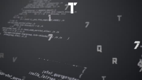 digital animation of multiple changing numbers and alphabets against data processing on grey backgro