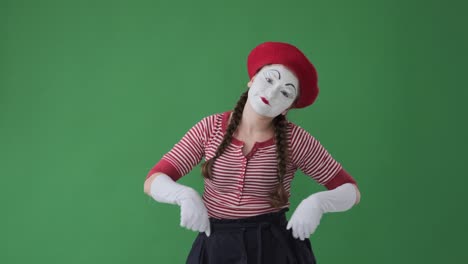 impatient mime artist checking time and leaving