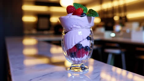 berry dessert parfait in a glass