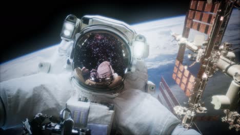 astronauta en una caminata espacial. elementos de esta imagen proporcionados por la nasa