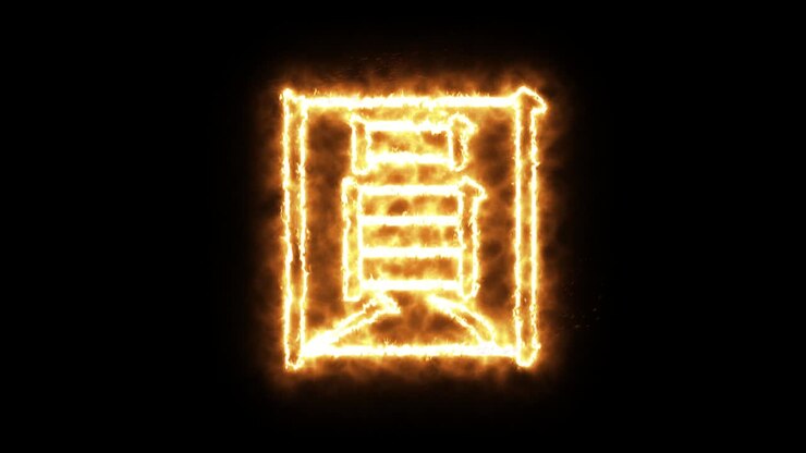 Simbolo dello yuan in fiamme. Simbolo dello yuan cinese fatto di fiamma. Timbro dello yuan su documenti ufficiali. Rendering 3D