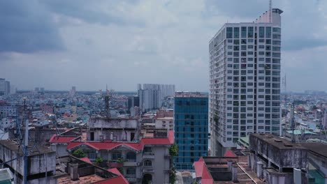old communist ,brutalist apartment building in cho lon or chinatown district of ho chi minh city, vietnam
