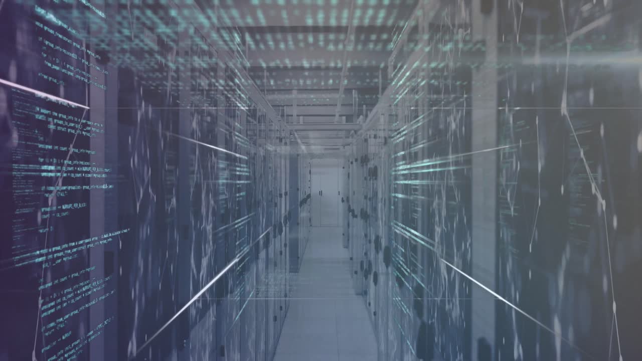 Animation of data processing over server room