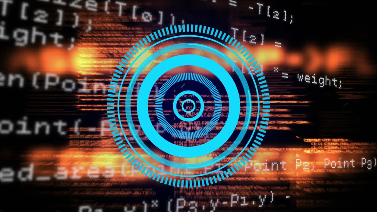 animación del procesamiento de datos sobre el círculo de procesamiento sobre fondo negro