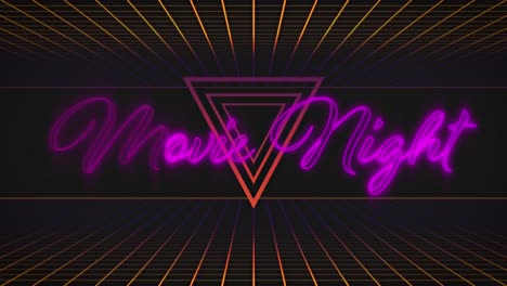 Animation-of-movie-night-text-over-triangles-and-two-grids