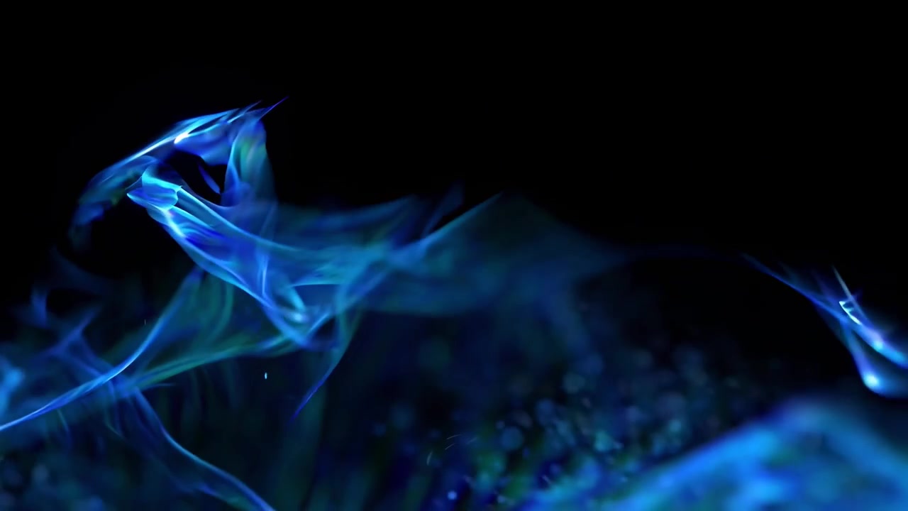 Futuristic Abstract Blue Light Waves Moving on Black Background