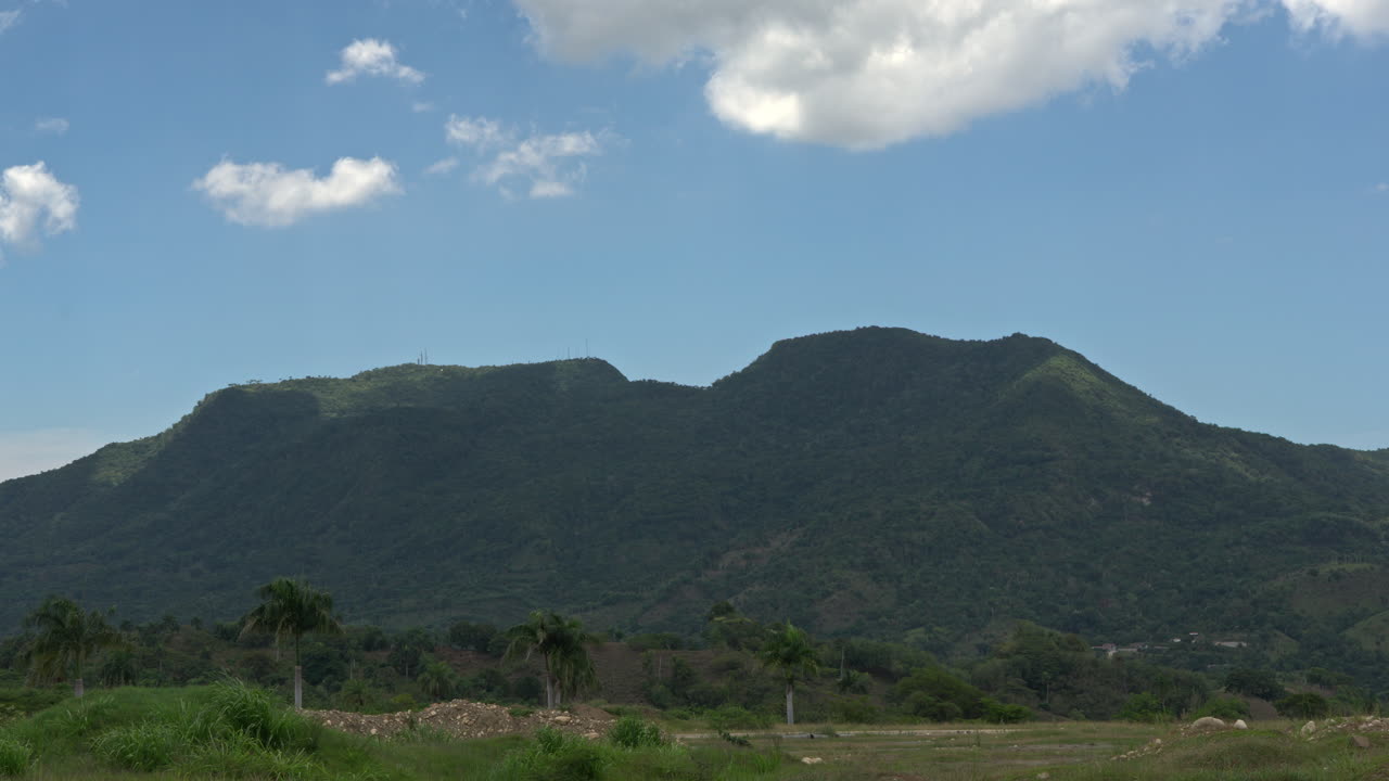 Static shot of the loma isabel de torres in Puerto Plata on a summers day