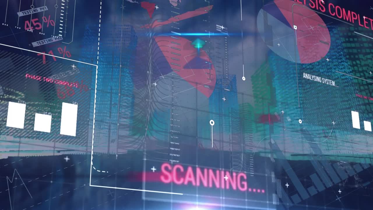 Animation of with data processing and globe with arrows over white background