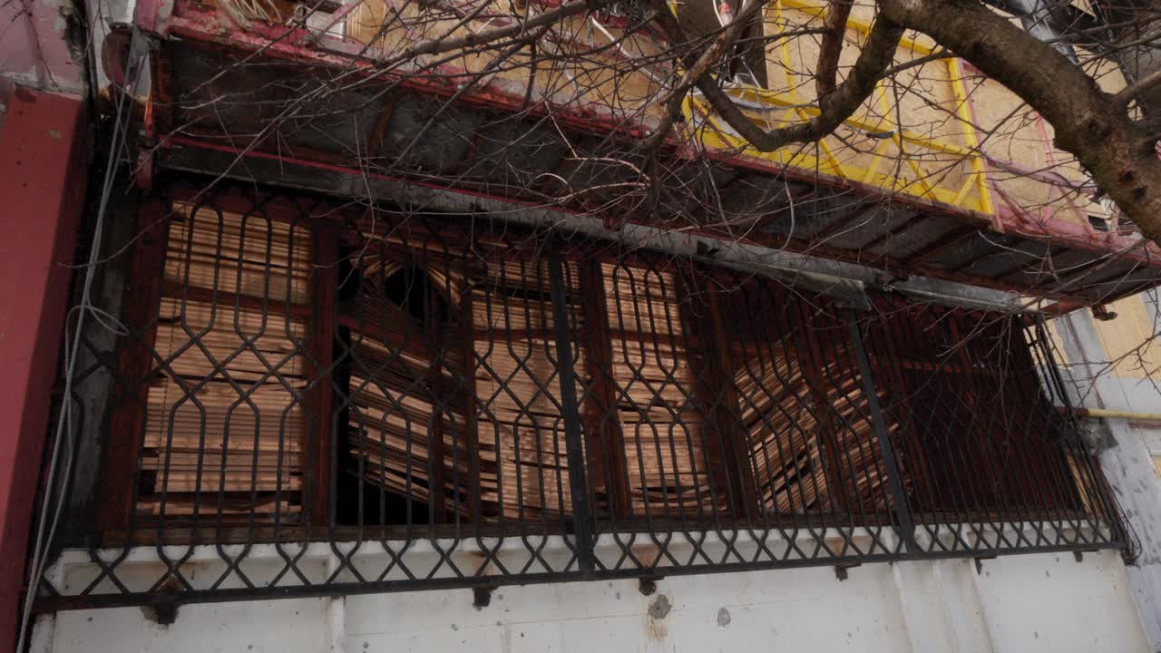 Damaged Building Facade After War