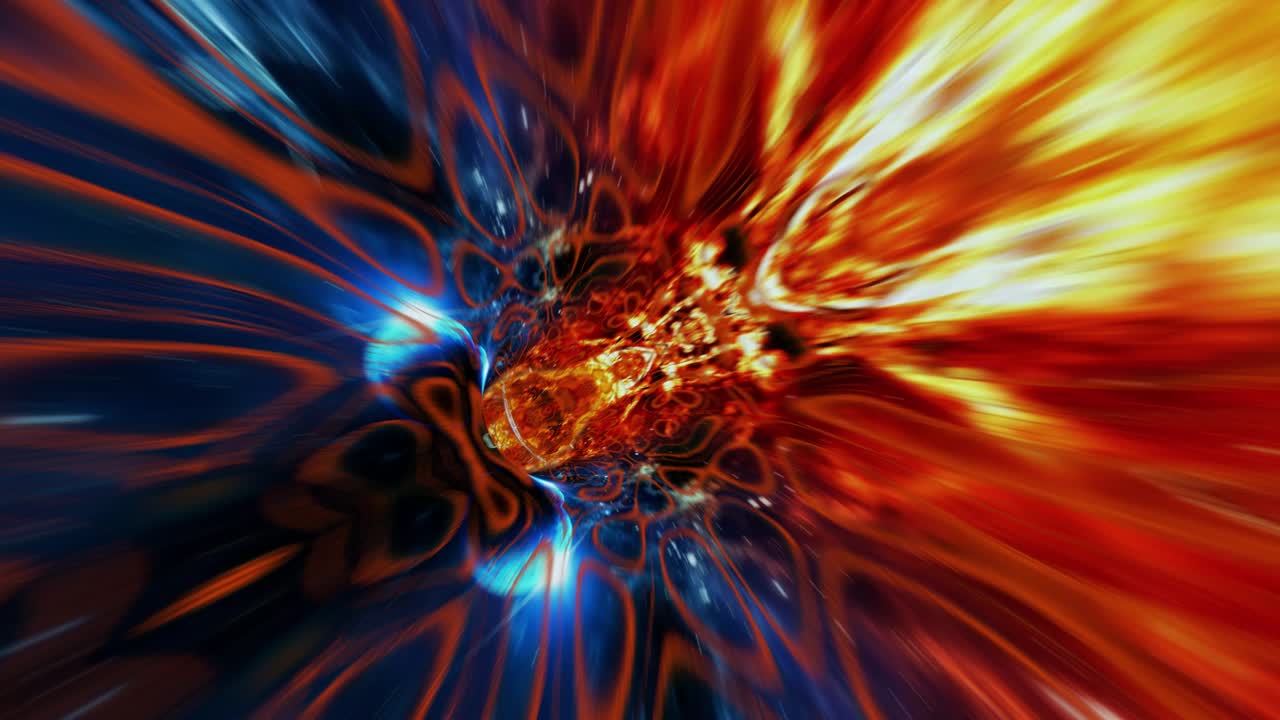 agujero de gusano a través del tiempo y el espacio, deformación a través de la ciencia ficción. salto abstracto en el espacio en el hiperespacio entre estrellas coloridas. volar a través del túnel de datos espaciales. bucle sin costuras, animación 3d en 4k