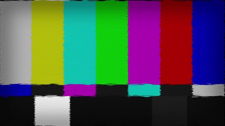 Television Test Pattern with Digital Glitch and Signal Interference