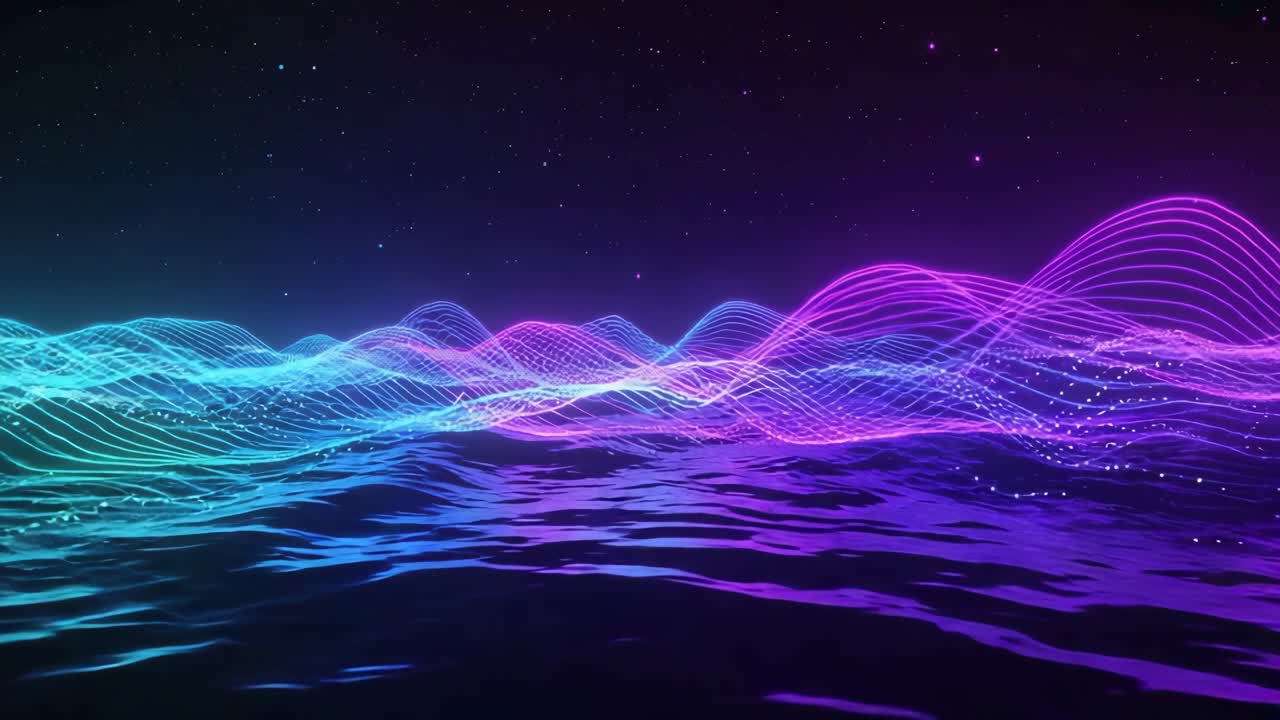 Neon Waves at Night