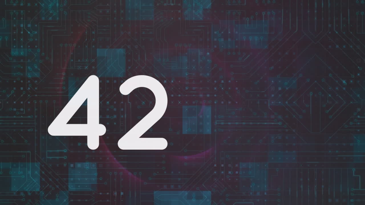 Animation of numbers and data processing on black background