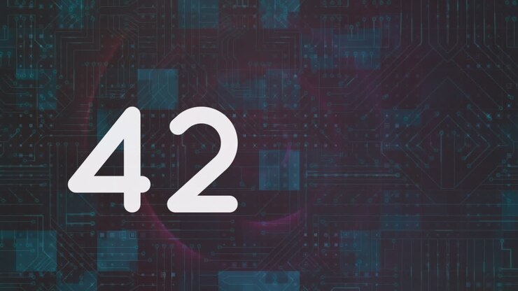 Animation of numbers and data processing on black background