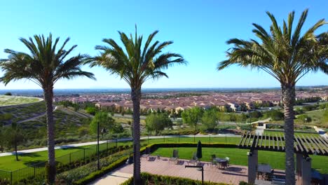 aerial real estate: orange county neighborhood with resort style amenities and spectacular views