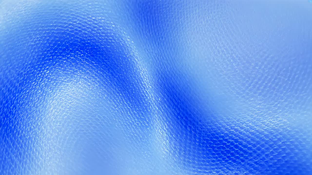 Shifting abstract blue surface morphing after lighting shifts in studio, simulating fluid motion